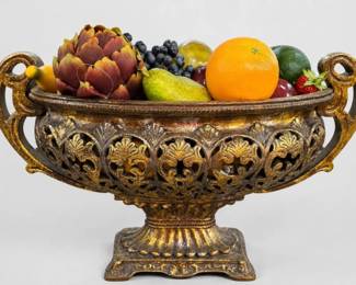 Bronze-Tone Handled Pedestal Compote