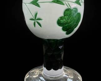 Green-and-White Art Glass Goblet