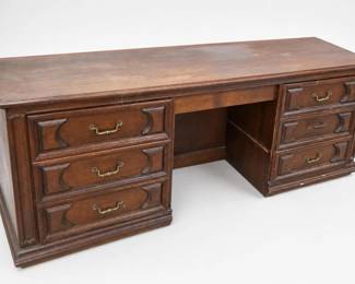 Vintage Wooden Kneehole Writing Desk