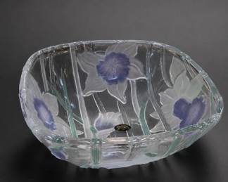 Crystal Clear Studios Glass Floral Relief Bowl