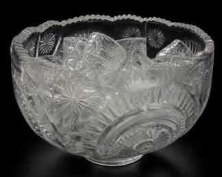 Large Pressed-Glass Punch Bowl