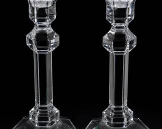 Val St Lambert Crystal Candlesticks