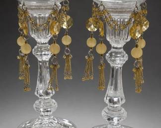 2pc Matched Glass Candlesticks