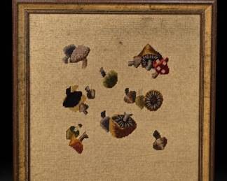 Vintage Mushroom Needlepoint Wall Decor