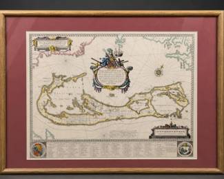 Blaeu Map Of The Bermuda Islands / Framed Print