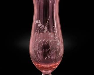 Cranberry Frosted or Etched Decoration Vase