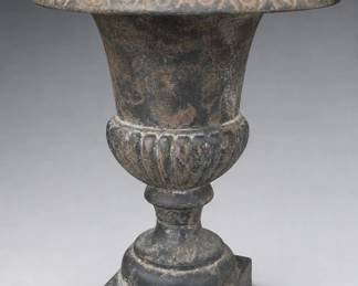 Dark-Finished Iron Decorative Urn Heavy