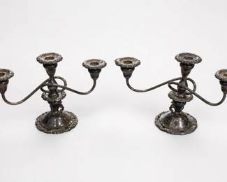 Matching Silverplate Three-Light Candelabra