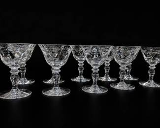 10 pc Faceted Clear Glass Goblets