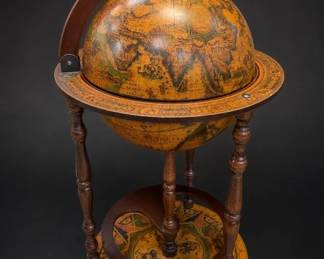 Globe-Shaped Wooden Cabinet