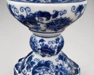 Blue-and-White Ceramic Pedestal