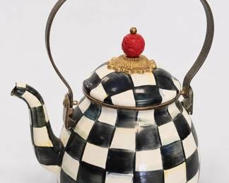 MacKenzie-Childs Checkered Enamel Teapot Unused