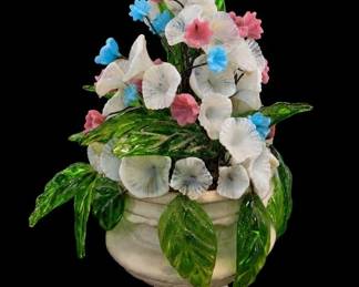 Glass Floral Arrangement In Urn Planter