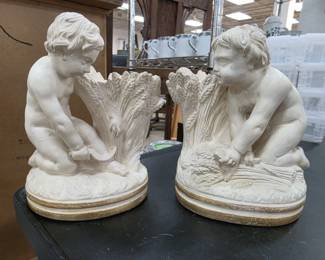 Cherub Figural Sculptures Bookends