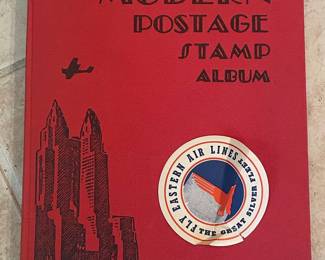 Vintage Modern Postage Stamp Album with Eastern Air Lines Sticker