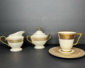 Lenox Haute Couture Creamer, Sugar Bowl, and Cup and Saucer