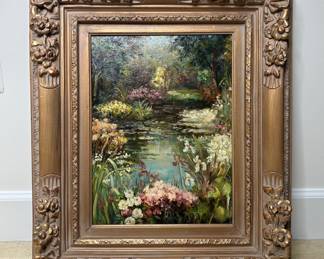 Impressionist Style Garden Pond Oil Painting