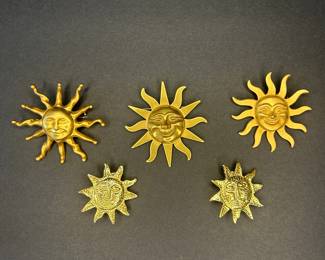 Vintage Sun Face Brooches