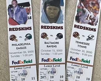 Washington Redskins 2000 Season Ticket Stubs