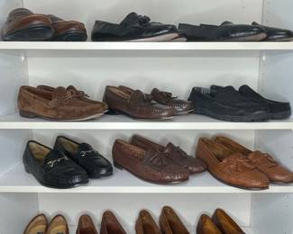 Assorted Men's Leather Loafers including Cole Haan, Johnston & Murphy, Giorgio Brutini, and Bostonian