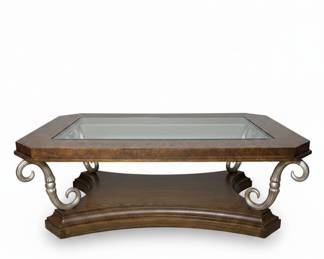 Hollywood Regency Style Coffee Table with Scroll Legs