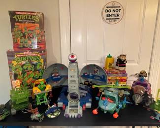 Vintage Teenage Mutant Ninja Turtles Playmates Toys Collection - Including Technodrome and Turtle Copter