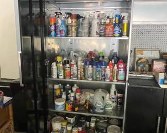Large collection of cleaning, car, and garden supplies 