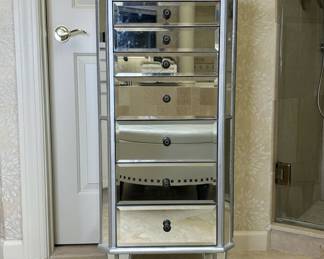Mirrored Jewelry Armoire with 7 Drawers