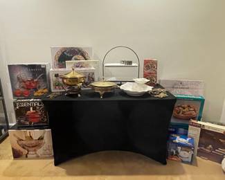 Estate Kitchen and Entertaining Assortment - Chafing Dishes, Punch Sets, and Beverage Coolers