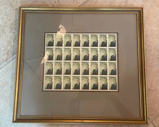 Framed Sheet of Lyndon B. Johnson 8-Cent Stamps