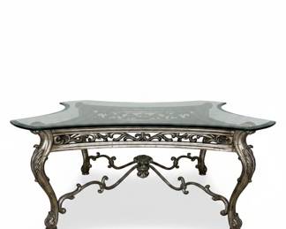 Ornate Silver-Finished Hollywood Regency Style Coffee Table