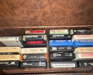 Vintage 8-Track Tape Collection with Carrying Case