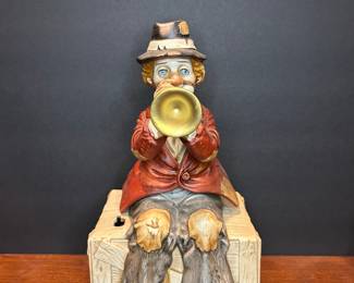 Vintage Melody in Motion Hobo Clown Figurine Playing Horn