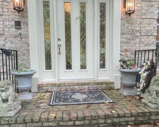 Cast Stone Guardian Lion Statues & Outdoor Urns