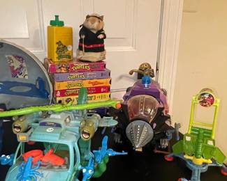 Vintage Teenage Mutant Ninja Turtles Playmates Toys Collection - Including Technodrome and Turtle Copter