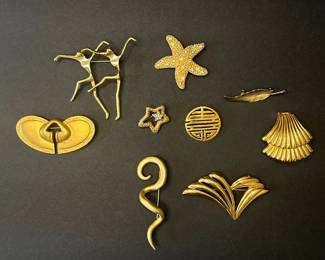 Vintage Gold-Tone Costume Brooches