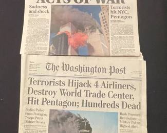 September 12, 2001 Washington Post and Fairfax Journal Commemorative Pair
