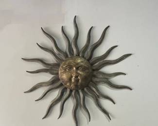 Vintage Metal Sun Face Wall Plaque