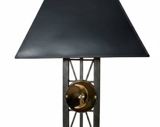 Deknudt Brass Moon Fish Table Lamp Vintage