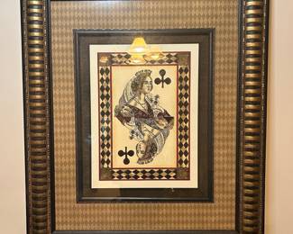 Queen of Clubs Playing Card Framed Art Print