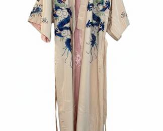Vintage Chinese Embroidered Silk Dragon Robe