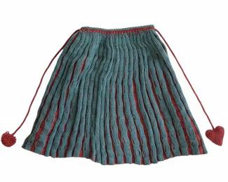 Hand-Knitted Teal and Coral Cape Vtg
