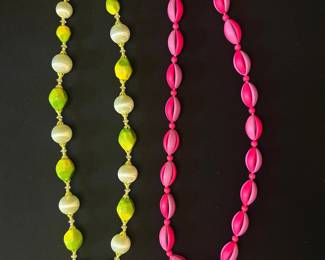 Vintage Beaded Fashion Necklaces - Pink and Green