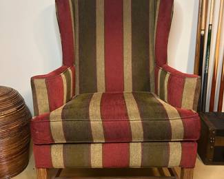 Drexel Heritage Striped Wingback Chair