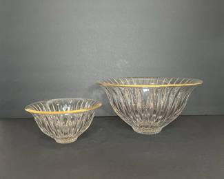Crystal Serving Bowls with Gold Rim