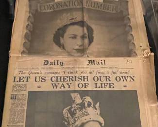 Vintage British Commemorative Newspapers - Queen Elizabeth II Coronation & Winston Churchill Funeral