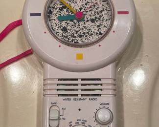 Vintage Memphis Style Shower Radio Clock