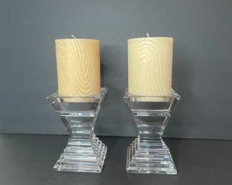 Nachtmann Bavarian Crystal Pillar Candle Holders