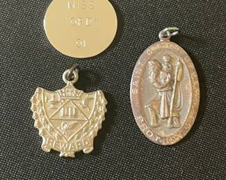 Vintage Sterling Silver Pendants: Commemorative, Reward, and Saint Christopher