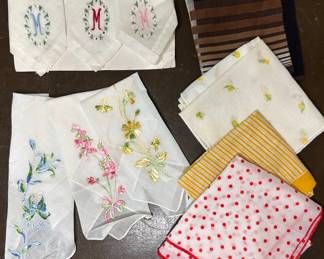Vintage Embroidered Monogrammed and Printed Handkerchiefs